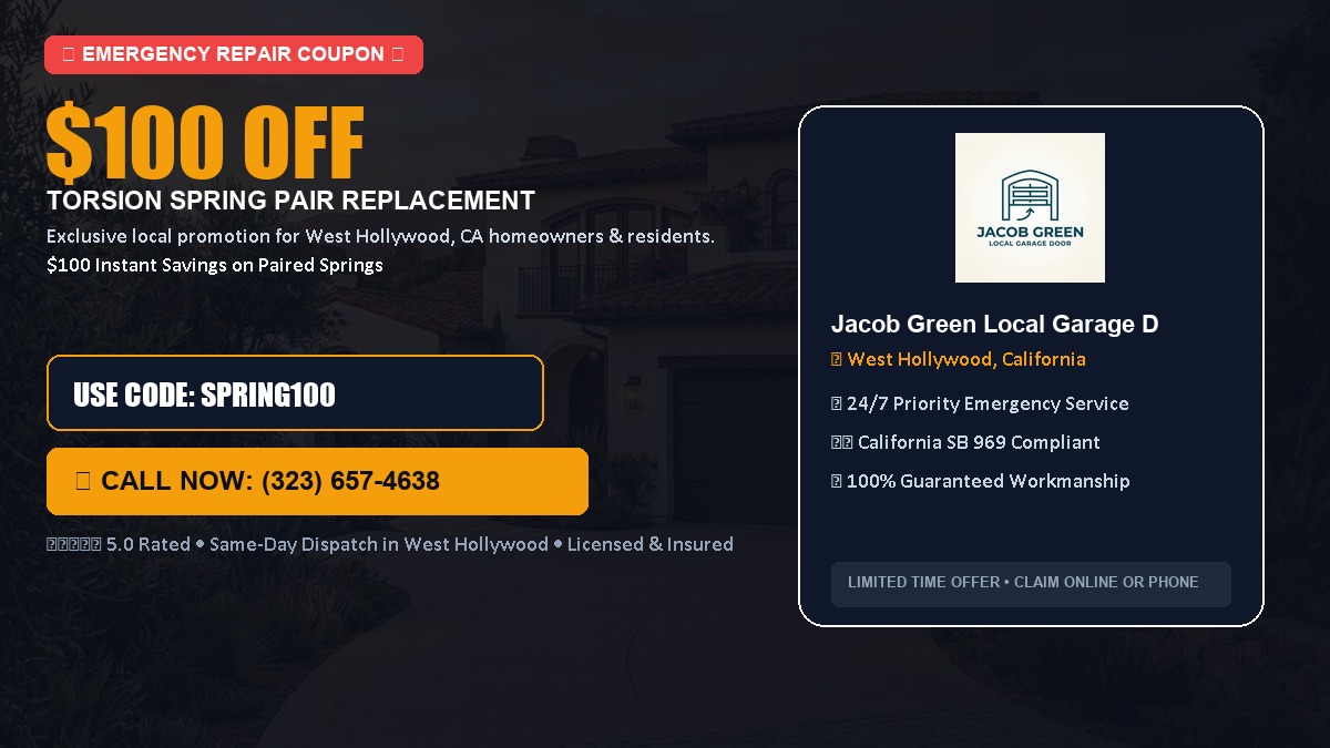 $100 OFF Heavy-Duty Torsion Spring Pair Replacement in West Hollywood, CA