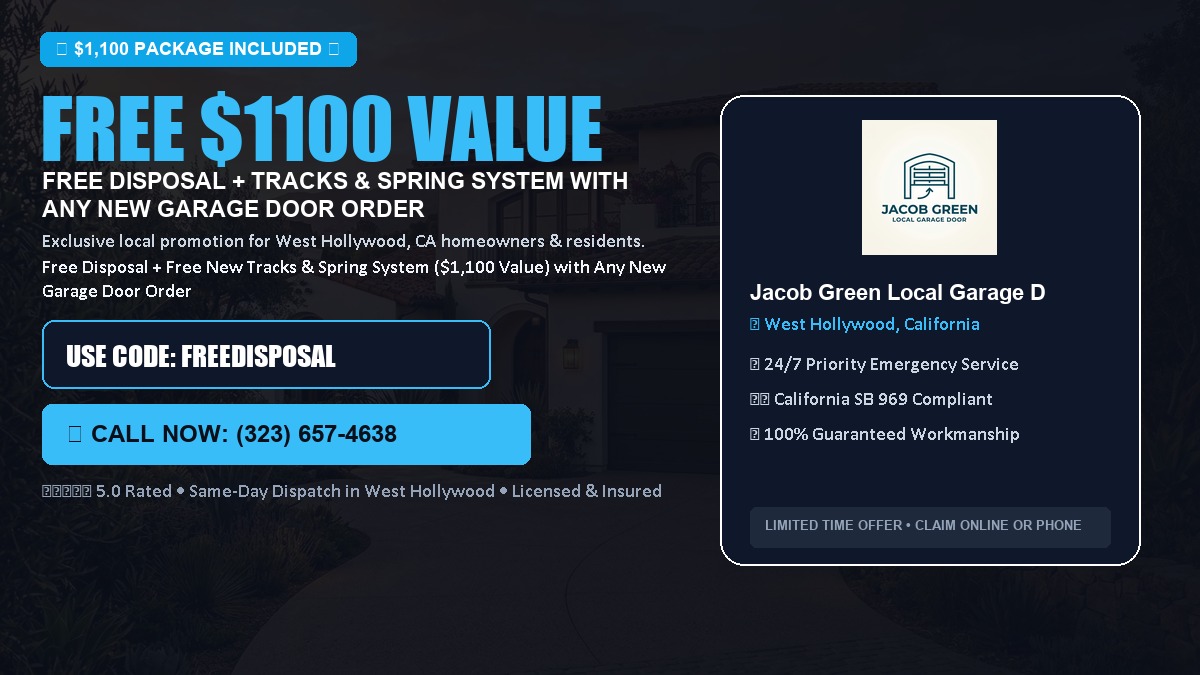Free Disposal + Free New Tracks & Spring System with Any New Garage Door Order ($1100 Value) in West Hollywood, CA